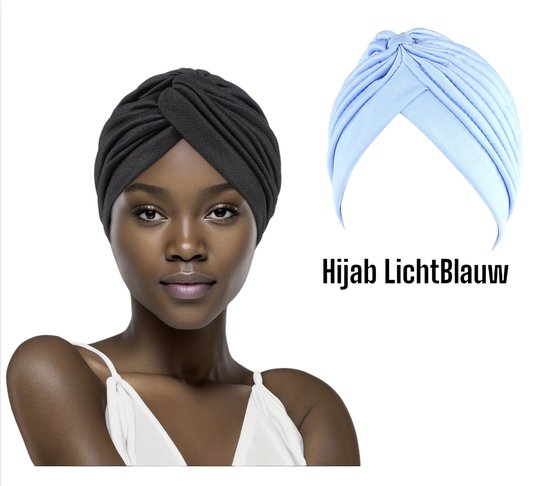 Cabantis Hijab - Hoofddeksel - Islamitisch - Tulband - Chemo - Muts - Licht Blauw