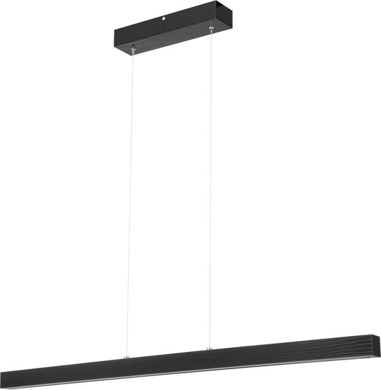 LED Hanglamp - Zwart - 3K - Massief Essenhout - 100 cm - Verstelbaar - Industrieel - Plafondlampen - Woonkamer - Eetkamer