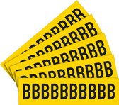 Letter stickers alfabet met laminaat - 5 x 10 stuks - geel zwart Letter B teksthoogte 40 mm