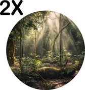 BWK Luxe Ronde Placemat - Rustgevend Tropisch Bos Landschap - Set van 2 Placemats - 50x50 cm - 2 mm dik Vinyl - Anti Slip - Afneembaar