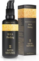 Satin Natural Salicylic Acid (BHA) peeling liquide 100 ml - 100% Vegan & Bio - à l'aloe vera bio - exfoliant pour le visage à l'acide salicylique pour points noirs, boutons et peaux impures - rétrécit les pores