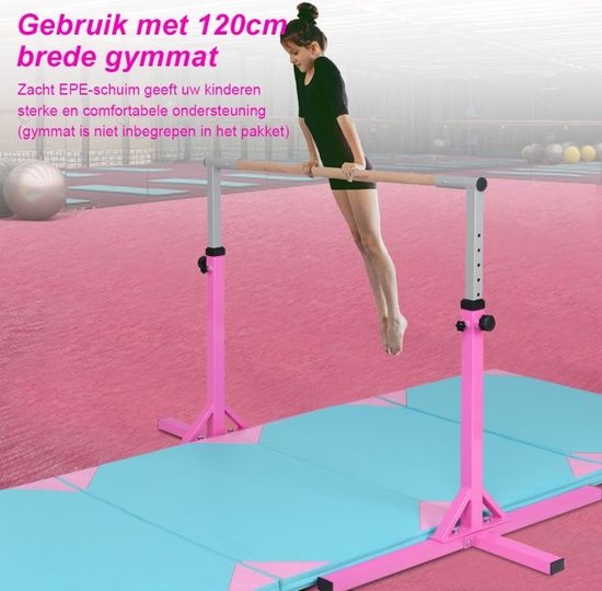 COSTWAY Gymnastiektraining rekstok, in hoogte verstelbaar 90cm-150cm optrekstang voor kinderen, jongere trainingsstang, beukenhouten stang met 100 kg draagvermogen, perfect voor thuisgebruik (Blauw COSTWAY Gymnastiektraining rekstok, in hoogte verstelbaar 90cm-150cm optrekstang voor kinderen, jongere trainingsstang, beukenhouten stang met 100 kg draagvermogen, perfect voor thuisgebruik (Blauw