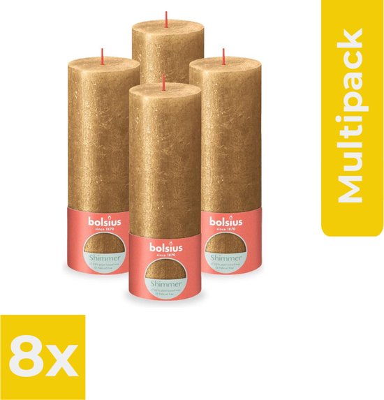 Bolsius - Rustieke stompkaars - Wit - 4 stuks - Brandtijd van 60 uur - Ongeparfumeerd - Natuurlijke plantaardige was - Zonder palmolie - 13 x 7 cm