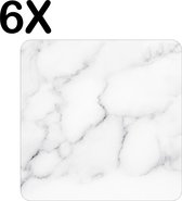 BWK Flexibele Placemat - Wit - Marmer - Achtergrond - Set van 6 Placemats - 50x50 cm - PVC Doek - Afneembaar
