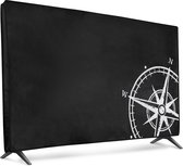 kwmobile hoes geschikt voor 40" TV - Beschermhoes voor televisie - Schermafdekking voor TV in wit / zwart - Vintage Kompas design