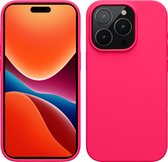 kwmobile telefoonhoesje geschikt voor iPhone 15 Pro - Hoesje met siliconen coating - Smartphone case in neon roze