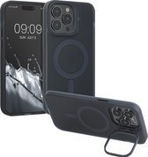 kwmobile Telefoonhoesje geschikt voor Apple iPhone 14 Pro Max - Met beschermrand en standaard - Smartphone hoesje - donkerblauw / transparant