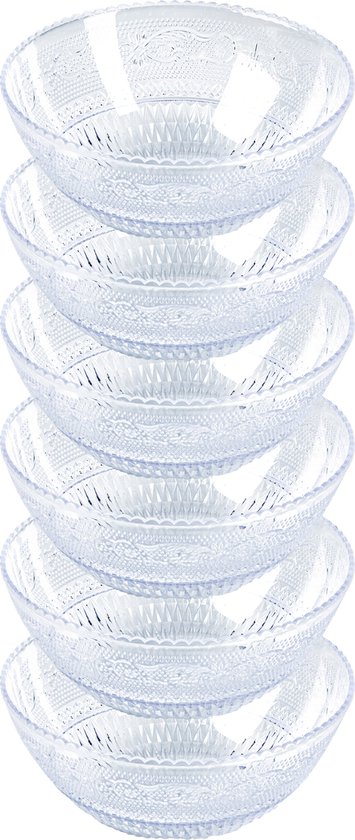 PlasticForte Plat/bol - 6x - style cristal - plastique - 13,5x5