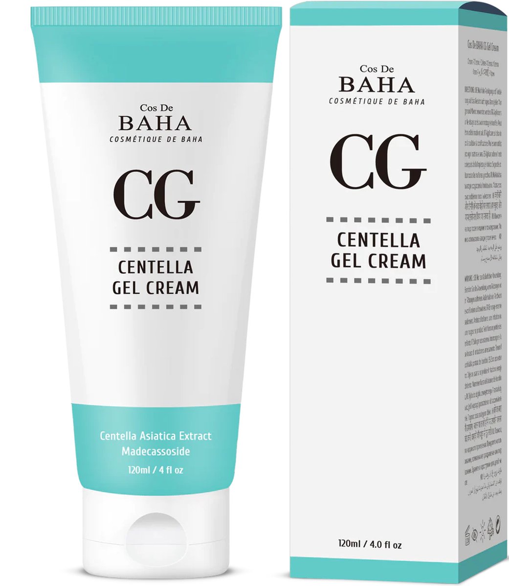 Cos De BAHA Centella Asiatica Soothing Calming Cream - CG - Large Size 120ml - Face/Neck - Cica Facial Gel Cream Lightweight Hydrate Boost Smooth, Daily Face Moisturizer, Silicone-Free, Fragrance-Free, Lotion Korean K Beauty
