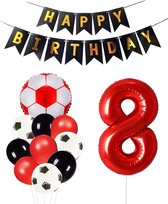 Cijfer Ballon 8 | Snoes Champions Voetbal Plus - Ballonnen Pakket | Rood en Zwart
