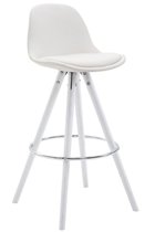 Clp Franklin Set van 2 barkrukken - Rond frame - Kunstleer - Wit - Kleur onderstel : wit