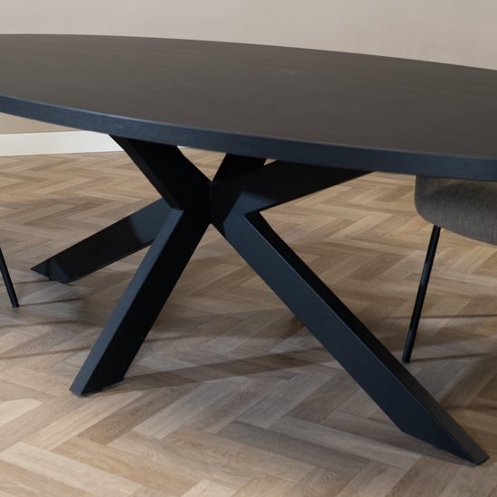 Bronx71® Table à manger Carl mélamine noir ovale 270 x 130 cm