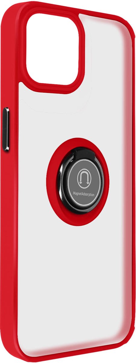 Avizar Hoes Geschikt voor iPhone 15 Plus Ondersteuningsring Ondersteuning, Rood