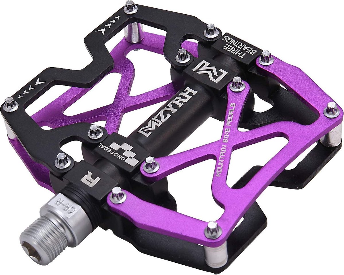 MZYRH Mountain Bike Pedals, Ultra Strong Colourful CNC Aluminium Alloy Machined 9/16 Inch Wheel Seal 3 Bearings Tyre Resistant Waterproof Anti-Dust