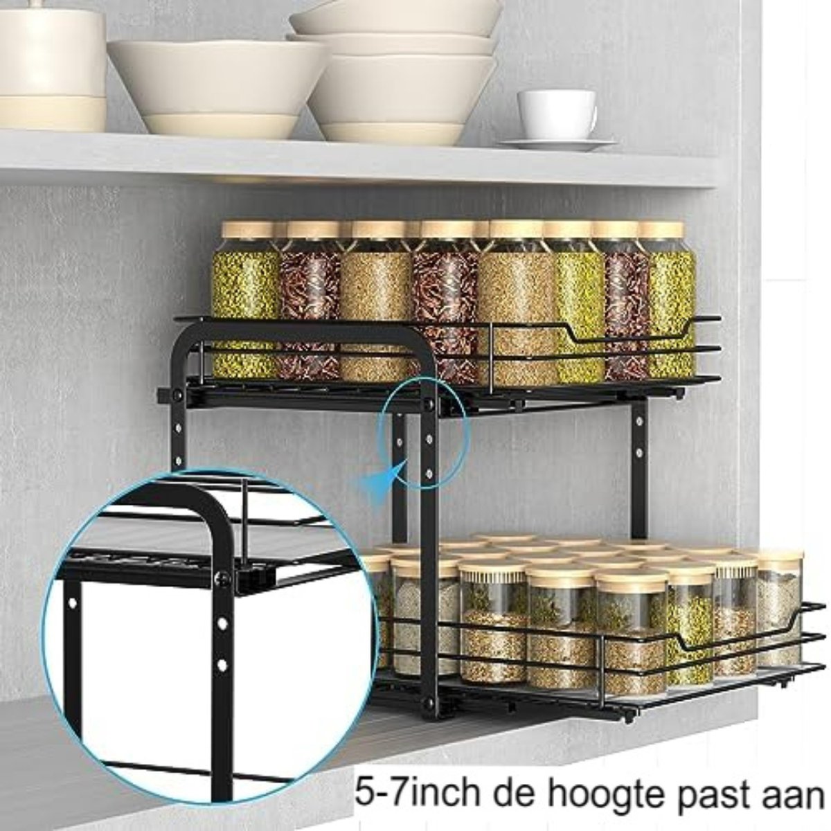 Kruidenrek voor aan de muur - Keukenrek met keukenrolhouder - Hangend kruidenorganizer