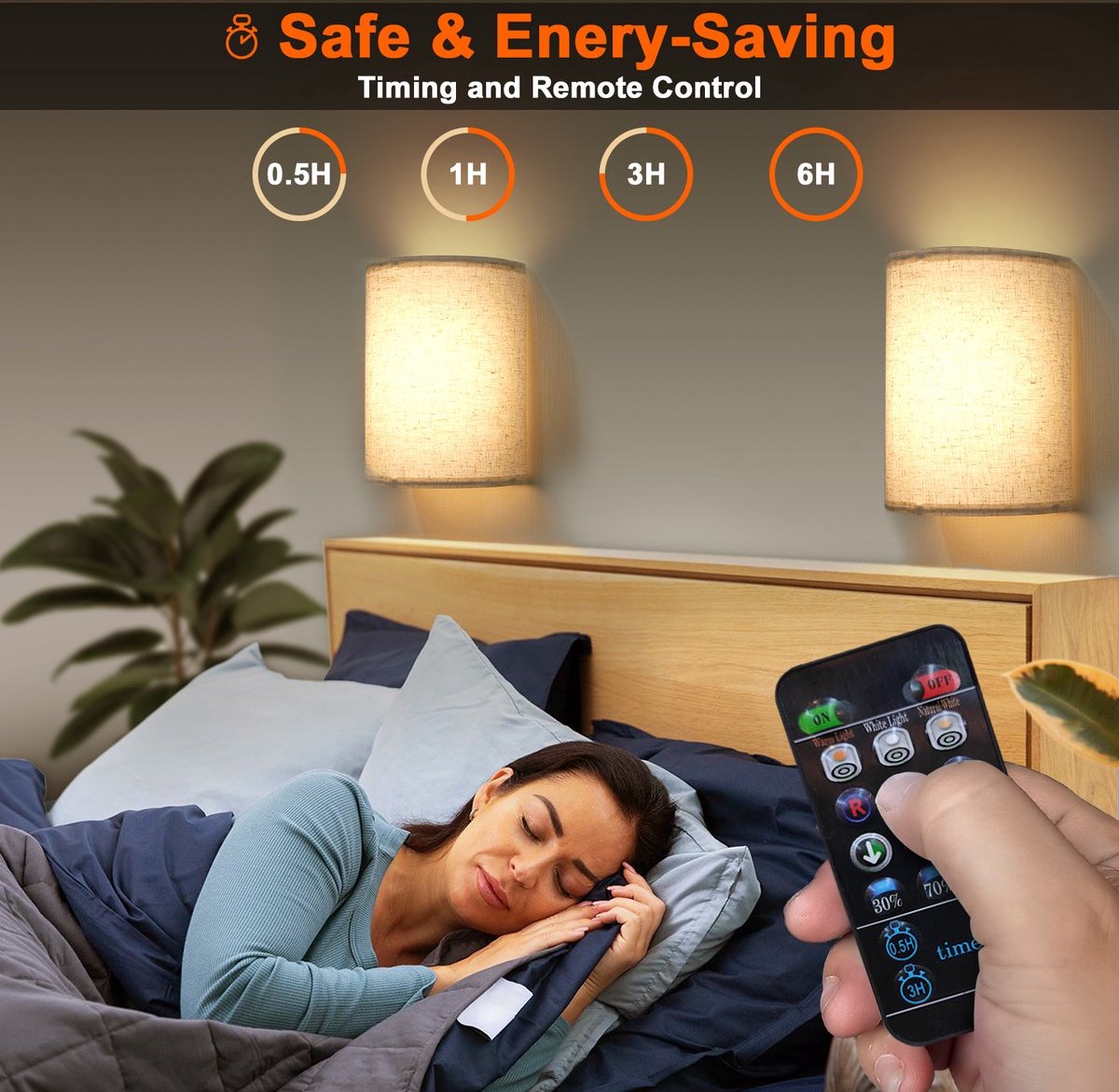 Diealles Shine Led-wandlamp voor binnen, 2 stuks, oplaadbare wandlampen