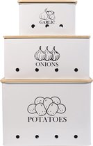 Coffret de rangement de légumes de Cuisine pour pommes de terre, oignons et ail avec couvercle en bois, coffret de rangement de cuisine, longue durée de conservation, blanc