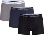 URBAN QUEST Bamboe boxershort heren - 3-pack - Blauw/Zwart/Grijs