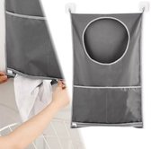 Wasmand hangend met rits 50x77 cm – waszak zelfklevend ophangbaar - badkamer accessoires – Ruimtebesparend – 3 vakken