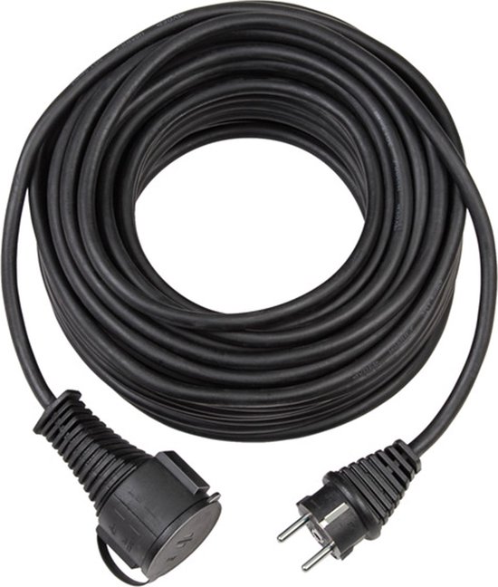 Brennenstuhl hoogwaardige rubberen verlengkabel (25 m, IP44, kabel voor buiten) zwart