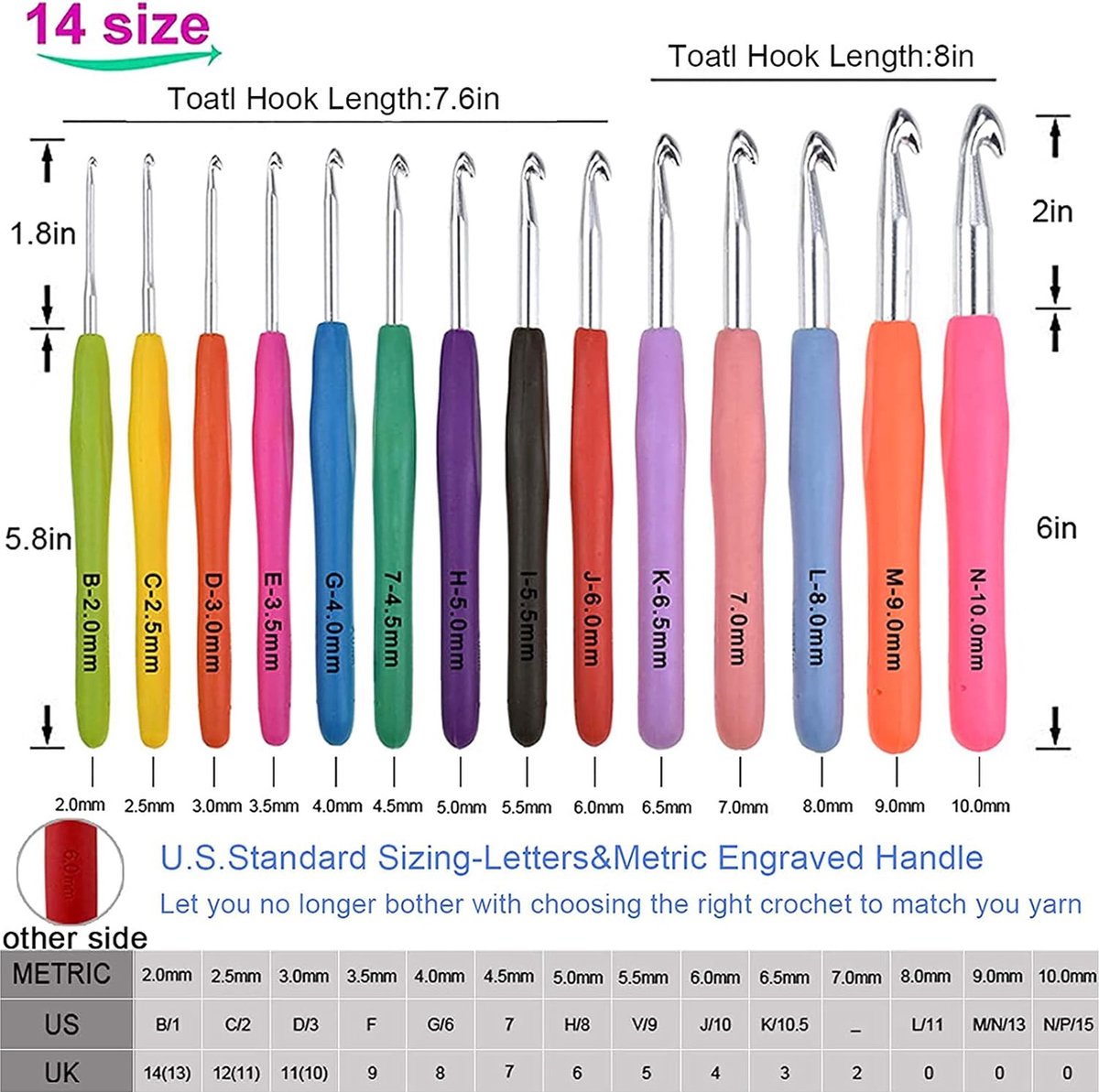 Tunesische Haaknaaldenset, Aluminium Verwisselbare Haaknaaldenset met Kabel en Opbergtas, 3-10 Mm Lange Haaknaalden Breinaald voor Haakliefhebbers en Beginners