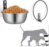 Voerbak met inklapbare houder - voor hond en kat - 15.24 CM - met standaard - ophangbaar - inklapbaar - voerbakken - voerbakjes - voederbak - voederbakken