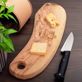 Gepersonaliseerde Snijplank - Natural Cheese Board - Olijfboom Presentaiebord – hout charcuterie board- Kerstcadeau - 40x12x2 cm