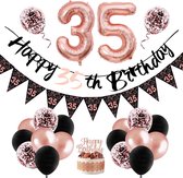 Verjaardag Ballon 35 | Snoes Chique de Frique - Feestpakket | Rose en Zwart