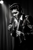 Elvis Presley Poster | Zwart Wit Poster | Zanger Noir | Las Vegas Poster | Filmposter | 61x91cm | Wanddecoratie | Muurposter | WV | Geschikt om in te lijsten