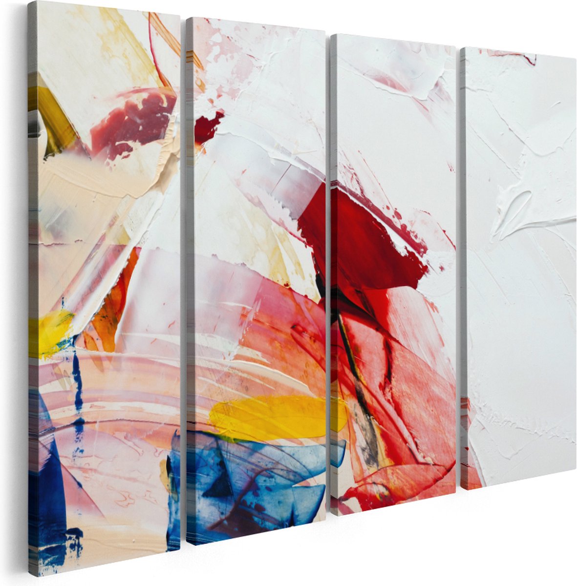 Artaza Canvas Schilderij Vierluik Abstracte Kunst van Verf Kleuren - 160x120 cm - Groot - Wanddecoratie Woonkamer - Schilderijen - Muurdecoratie