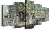 Artaza Canvas Schilderij Vijfluik La Grenouillère - Claude Monet en Piere-Auguste Renoir - 200x100 - Groot - Foto Op Canvas - Canvas Print