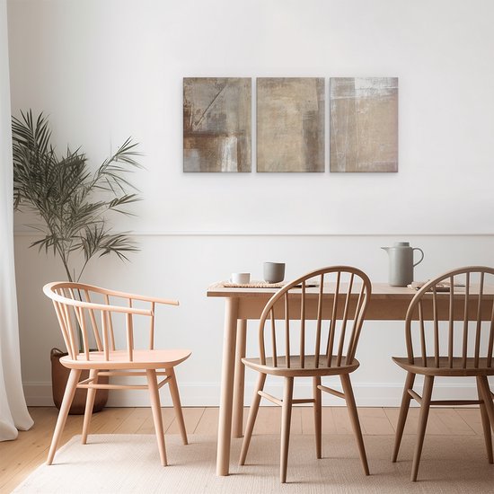 Artaza Peinture sur Toile Triptyque Art Abstrait Marron avec Beige - 90x40 - Photo sur Toile - Impression sur Toile