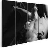 Artaza Canvas Schilderij Vierluik Naakte Vrouw met Man - Liefde Koppel - Zwart Wit - 120x90 - Foto Op Canvas - Canvas Print