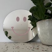 Glitter Roze Smiley Spiegel - 38cm - Rond