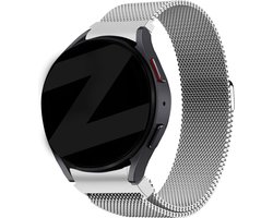 Bandz Milanese loop band geschikt voor Galaxy Watch 7 (40 & 44mm) / Galaxy Watch 6 (Classic) / 5 40mm & 44mm / Galaxy Watch 5 Pro / 4 & 4 Classic / Watch FE - gevlochten staal - Milanees bandje met magneetsluiting - zilver