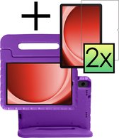 Hoesje Geschikt voor Samsung Galaxy Tab A9 Plus Hoesje Kinderhoes Shockproof Hoes Kids Case Met 2x Screenprotector - Paars