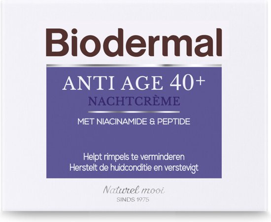 Biodermal Anti Age nachtcrème 40+ - Nachtcrème met niacinamide & peptide - Herstelt de huidconditie en verstevigt - 50ml - Biodermal