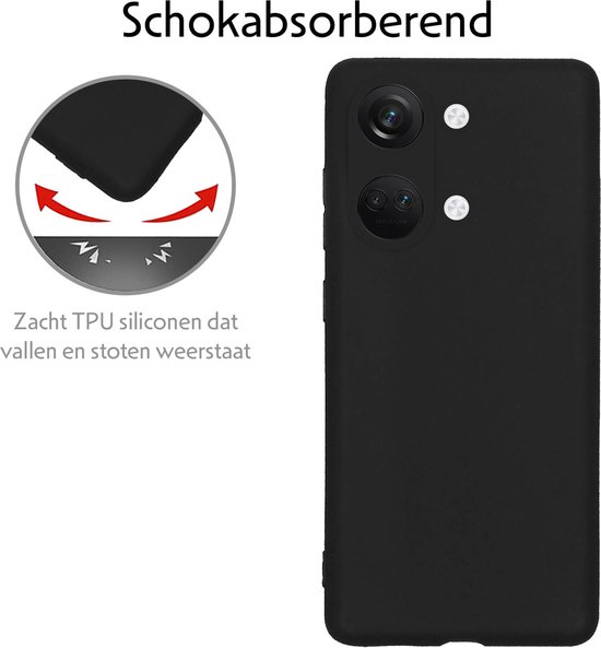 Coque adaptée pour OnePlus Nord 3 Coque en Siliconen avec film de protection d'écran – Coque adaptée pour OnePlus Nord 3 Coque en Siliconen – Zwart