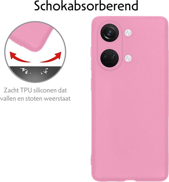 Coque pour OnePlus Nord 3 Coque en Siliconen avec 2x films de protection d'écran - Coque pour OnePlus Nord 3 Coque en Siliconen - Rose clair