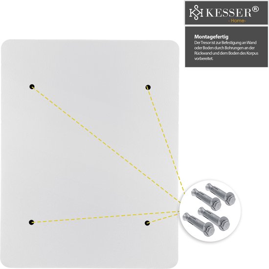 Coffre-Fort HomeSafe HV38K - 38x35x35 Cm, Serrure à Clé, Fixation Mur/Sol, Pour Argent Et Bijoux