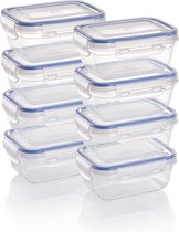 Boîtes de conservation en plastique, 8 x boîtes de conservation avec couvercle, rectangulaires, empilables, incassables, passent au micro-ondes et au lave-vaisselle