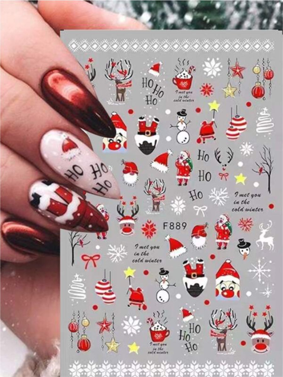 Goedkoopste GUAPÀ® Nagelstickers diverse patronen | Kerst nagelstickers | Nail Art | Nageldecoratie kerstvormpjes | 2 Nagelstickers kerstvellen