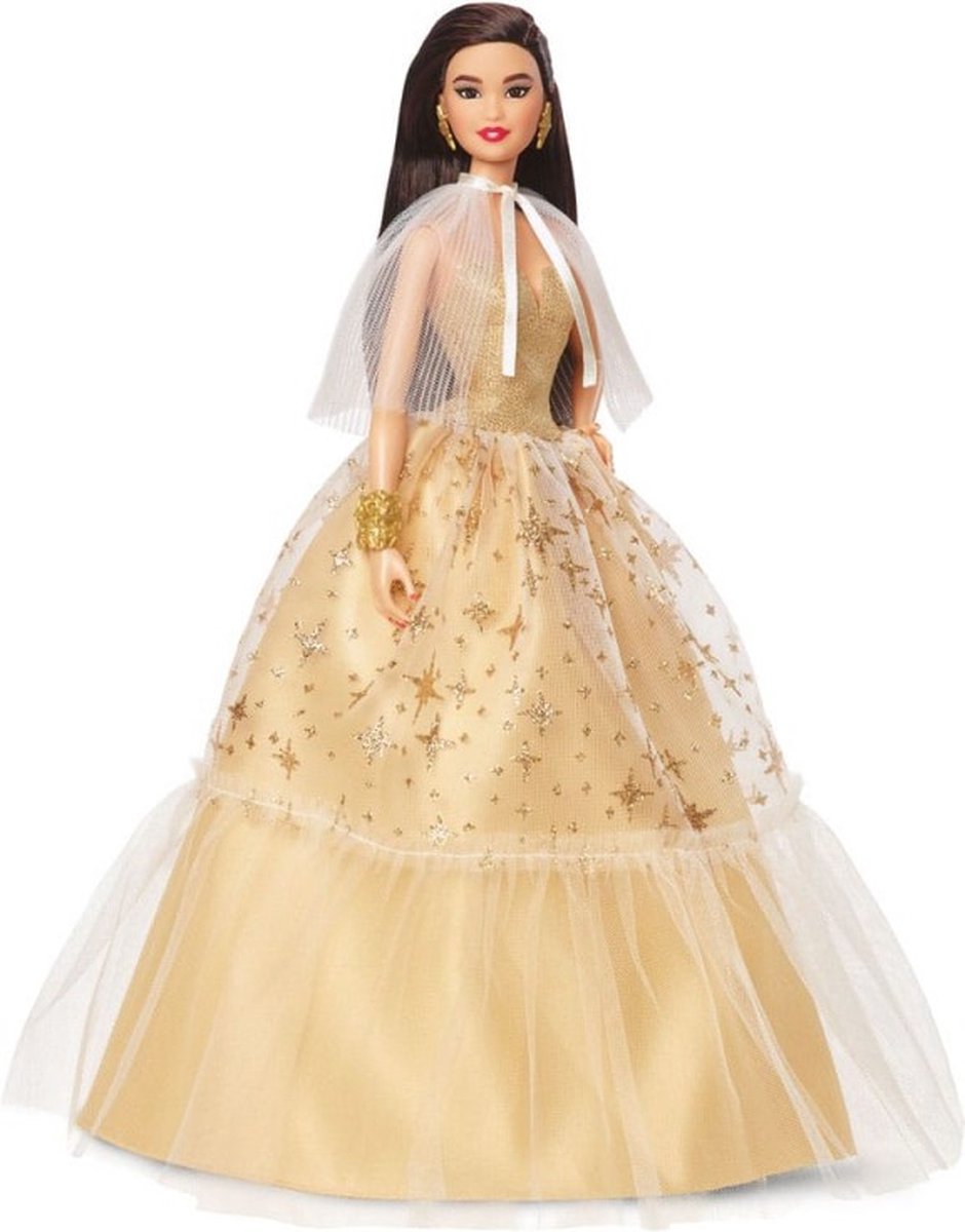 Barbie Signature Kerstpop Zwart Haar 2023 Holiday Pop Barbie