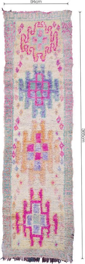 Tapis berbère original '' Beni Ourain '' - 270 x 160 cm - Tapis noué à la main - Pointillé coloré