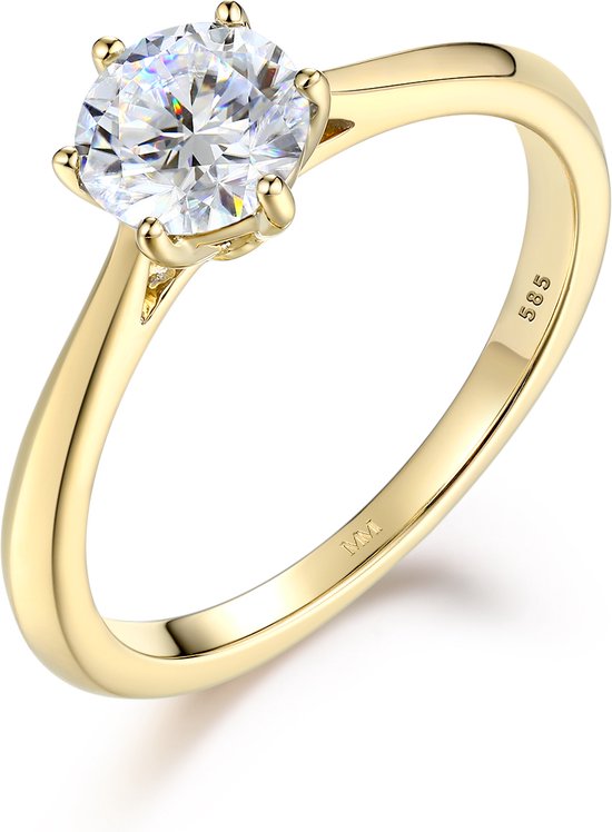 Ella - Bague de fiançailles solitaire moissanite en or jaune 14 carats - 1 carat