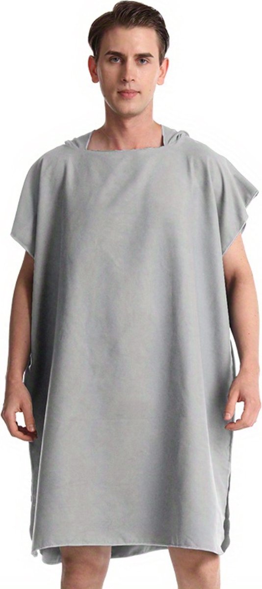Livano Surf Poncho - Dames - Heren - Omkleed Handdoek - Volwassenen - Zacht - Poncho - Grijs