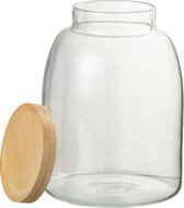 J-Line pot Tom - glas/bamboe - transparant/naturel - medium