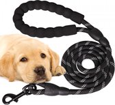 Reflecterende Hondenriem – Nylon Hondenlijn – Met Hondentuigje S - Honden Riem met Fijn Handvat – Zwart – 120CM