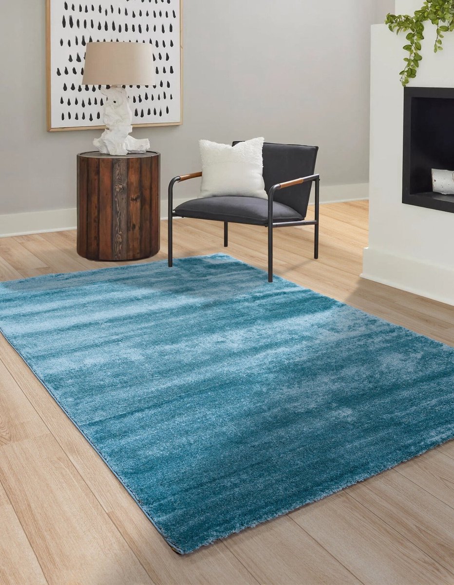 Flycarpets Bolana Modern Effen Vloerkleed - Lichtblauw - 200x290 cm