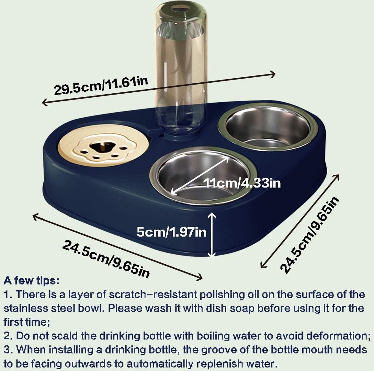 TranRantic 3-in-1 kattenbak, kattenvoer en waterbakset, 15° gekantelde TranRantic 3-in-1 kattenbak, kattenvoer en waterbakset, 15° gekantelde